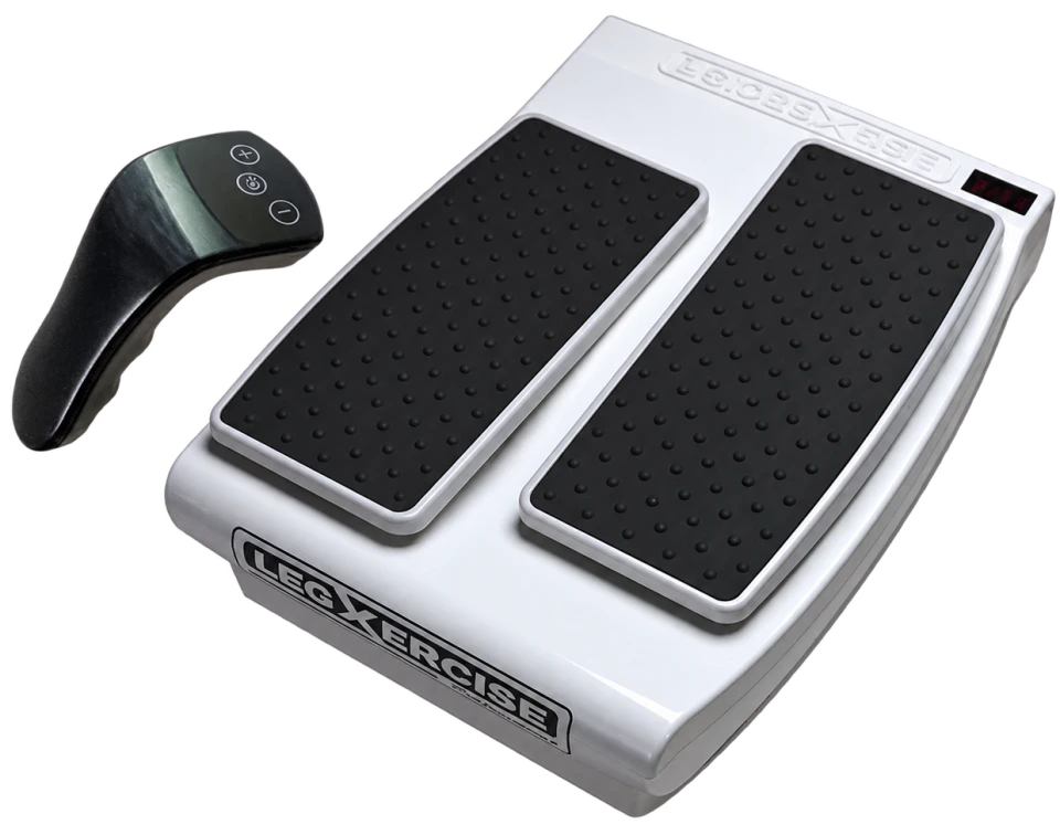 LegXercise Pro con sus dos plataformas para los pies y control remoto